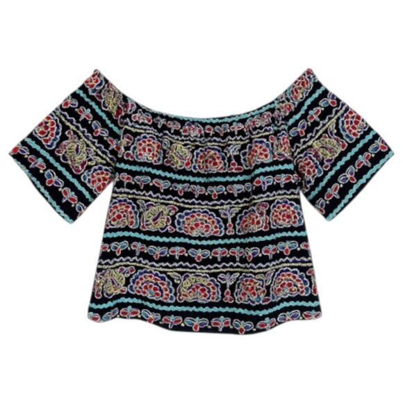 Aqua Romeo & Juliet Embroidered Off Shoulder Top Multi Size M - Picture 6 of 8